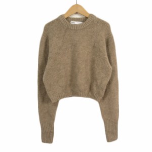 【中古】ザラ ZARA ベーシッククロップドセーター S ベージュ レディース