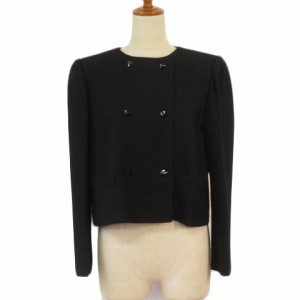 【中古】ピエールカルダン Pierre Cardin フォーマル ジャケット ノーカラー ダブル 11A3 黒 ブラック レディース