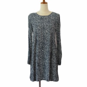 【中古】ザラウーマン ZARA WOMAN ワンピース プルオーバー フレア プリント M 紺 ネイビー 