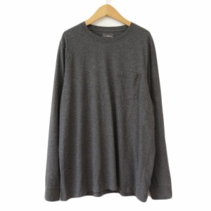 【中古】エルエルビーン L.L.BEAN ケアフリー アンシュリンカブル ポケット付き Tシャツ ロンT XL グレー メンズ