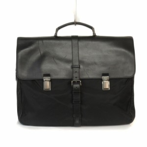 【中古】プラダ PRADA バッグ ビジネス ブリーフケース レザー ナイロン 黒 ブラック メンズ