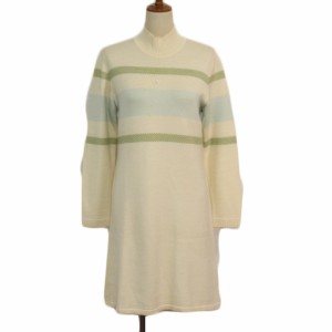 【中古】クレージュ courreges ヴィンテージ ワンピース ニット ハイネック ウール 9 アイボリー レディース