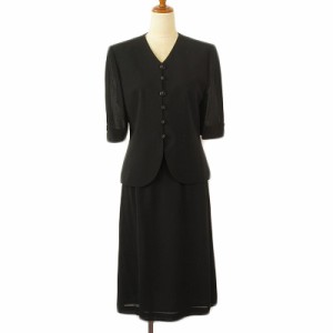 【中古】ニナリッチ NINA RICCI スーツ フォーマル ジャケット スカート ウール 9AR 黒 ブラック レディース