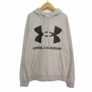 【中古】アンダーアーマー UNDER ARMOUR 1357093 ライバルフリース ビッグロゴ フーディー パーカー LG グレー メンズ