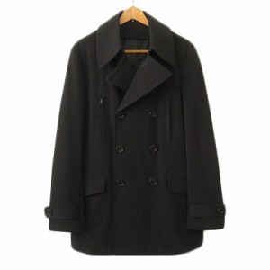 【中古】コムサメン COMME CA MEN コート ジャケット ダブル ナイロン ストレッチ L 黒 ブラック メンズ