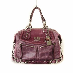 【中古】コーチ COACH 15260 ハンドバッグ 2way ショルダー 型押し レザー 紫 パープル レディース