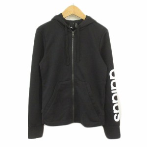 【中古】アディダス adidas W ESS リニアフルジップフーディ パーカー M 黒 ブラック レディース