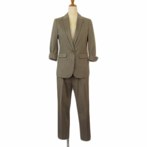 【中古】スーツセレクト SUIT SELECT スーツ ジャケット パンツ ストライプ 11 カーキ レディース