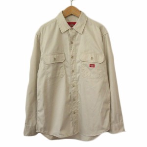 【中古】ディッキーズ Dickies ツイルワークシャツ M ベージュ メンズ