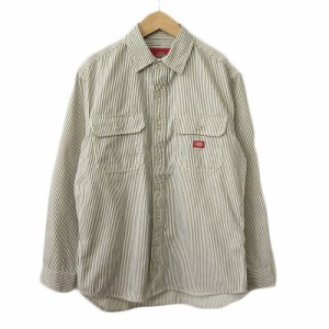 【中古】ディッキーズ Dickies ツイルワークシャツ ヒッコリー M 白 ホワイト メンズ