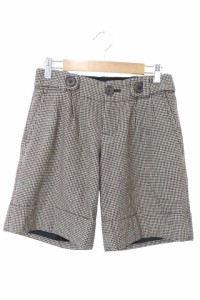 【中古】バナナリパブリック BANANA REPUBLIC パンツ ショート ジップフライ 千鳥格子 ウール混 0 ベージュ レディース