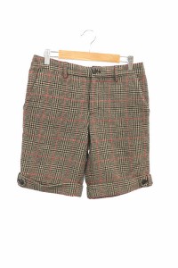 【中古】ギャップ GAP パンツ ショート ハーフ チェック ウール 1 茶色 ブラウン /RT27 レディース