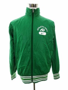 【中古】ナイキ NIKE the athletic dept. ジャケット ジップアップ ナイロン 総柄 XL 緑 グリーン /MO