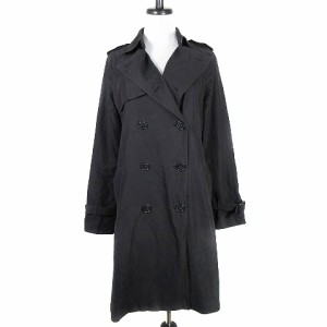 【中古】ブラック バイ マウジー BLACK by moussy コート トレンチ 長袖 ロング ダブル 薄手 無地 2 黒 レディース