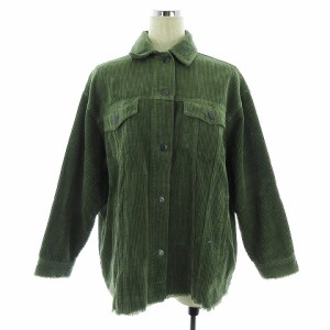 【中古】ザラ OUTERWEAR CPOジャケット ステンカラー 長袖 オーバーサイズ コーデュロイ コットン XS 緑 レディース