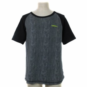 【中古】アディダスネオ Tシャツ カットソー 半袖 ラウンドネック ラグランスリーブ 刺繍 L グレー トップス メンズ