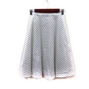 【中古】ロペ ROPE フレアスカート ミモレ ロング ストライプ 36 白 ホワイト /YI レディース