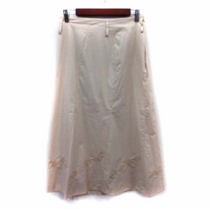 【中古】デヴィジオ DESVISIO 台形スカート ロング 刺繍 3 ベージュ /YI レディース