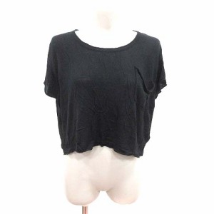 【中古】マウジー moussy ニット カットソー 半袖 ボートネック ショート丈 F 黒 ブラック /CT レディース