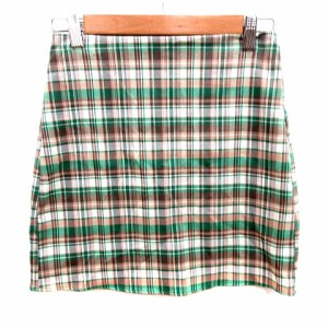 【中古】ザラ ZARA スカート 台形 ミニ チェック XS 緑 グリーン /RT レディース