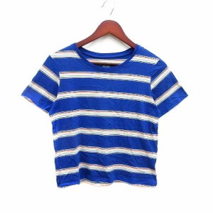 【中古】アメリカンイーグル AMERICAN EAGLE Tシャツ カットソー ボーダー 半袖 S/P 青 ブルー /YK メンズ