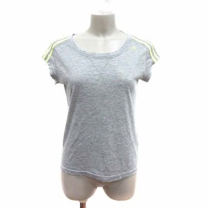 【中古】アディダス adidas Tシャツ カットソー ワンポイント フレンチスリーブ S グレー /YK レディース