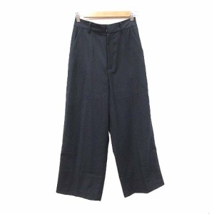 【中古】ジーナシス JEANASIS ワイドパンツ スラックス ロング 切替 パイピング ライン F 黒 ブラック /CT レディース