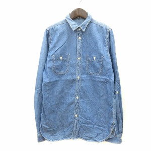 【中古】アズールバイマウジー AZUL by moussy basic シャンブレーシャツ 長袖 L 水色 ライトブルー ■MO レディース