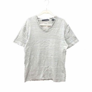 【中古】STEELMIND Tシャツ カットソー Vネック 総柄 半袖 M 緑 ライトグリーン /YK メンズ
