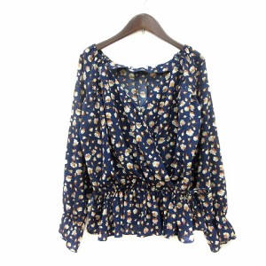 【中古】オリーブデオリーブ OLIVE des OLIVE ブラウス カシュクール 花柄 長袖 M 紺 ネイビー /MN レディース