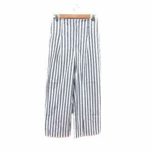 【中古】ザラ ZARA ワイドパンツ ストライプ XS 紺 ネイビー 白 ホワイト /YK ■MO レディース