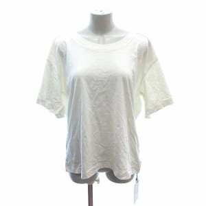 【中古】マウジー moussy Tシャツ カットソー 半袖 ボートネック ベルト F 白 アイボリー /CT レディース