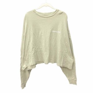 【中古】アングリッド Tシャツ カットソー 長袖 ドルマンスリーブ クルーネック バックプリント F 緑 グリーン