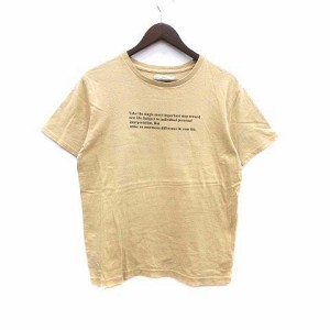 【中古】アングリッド UNGRID Tシャツ カットソー クルーネック プリント 半袖 F ベージュ /YK レディース