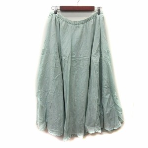 【中古】ユナイテッドアローズ UNITED ARROWS STYLE LIVING ロングスカート フレア ギャザー 緑 ミントグリーン /YI