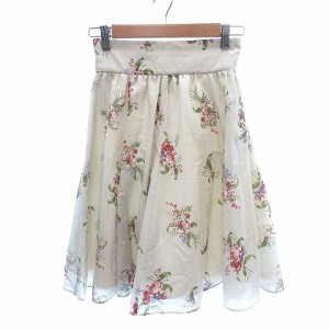 【中古】ジルバイジルスチュアート JILL by JILLSTUART フレアスカート ひざ丈 花柄 M ベージュ /AU レディース