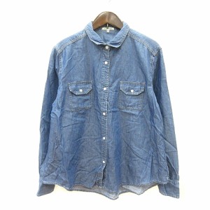 【中古】グローバルワーク GLOBAL WORK シャンブレーシャツ 長袖 M 紺 ネイビー /MN ■MO レディース