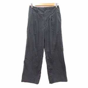 【中古】ユニクロ UNIQLO +J ワイドパンツ ロング タック 黒 ブラック /CT レディース