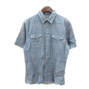 【中古】エディーバウアー EDDIE BAUER シャツ 総柄 半袖 S 紺 ネイビー /MN メンズ