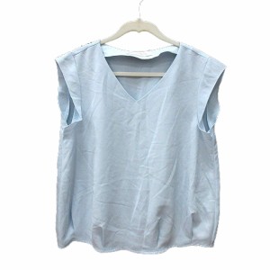 【中古】メーカーズシャツ鎌倉 Maker's Shirt KAMAKURA ブラウス フレンチスリーブ 11 水色 ライトブルー レディース