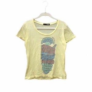 【中古】アナザーエディション アローズ Tシャツ カットソー クルーネック プリント 半袖 ONE 黄色 /YK レディース