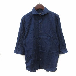 【中古】メンズビギ MEN'S BIGI シャツ 七分袖 麻混 リネン混 紺 ネイビー /YI メンズ