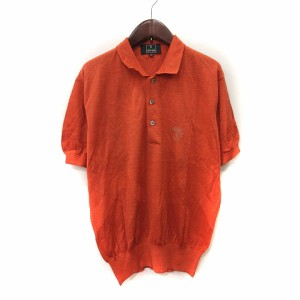 【中古】トラサルディ TRUSSARDI ポロシャツ 半袖 刺繍 50 オレンジ /YI メンズ