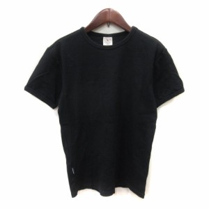 【中古】アヴィレックス AVIREX Tシャツ カットソー リブ 半袖 S 黒 ブラック /YI メンズ