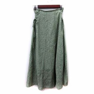 【中古】オリーブ デ オリーブ OLIVE des OLIVE ロングスカート フレア 花柄 F 緑 グリーン /YI レディース