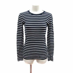 【中古】トミーヒルフィガー TOMMY HILFIGER ニット カットソー ボーダー 長袖 S 紺 ネイビー /YK レディース