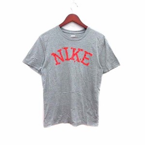 【中古】ナイキ NIKE Tシャツ カットソー クルーネック ロゴプリント 半袖 M グレー /YK メンズ