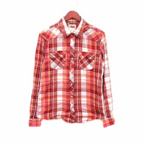 【中古】リーバイス Levi's シャツ チェック 長袖 M 赤 レッド 白 ホワイト /YK メンズ