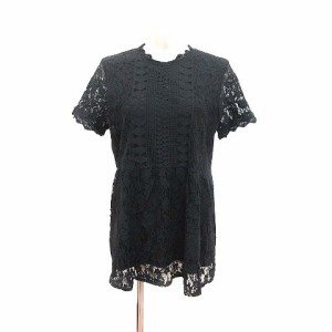 【中古】アトリエシックス ATELIER SIX ワンピース チュニック 総レース 半袖 黒 ブラック /YK レディース