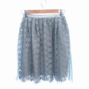 【中古】ジルバイジルスチュアート JILL by JILLSTUART チュールスカート フレア ひざ丈 レース S グレー レディース